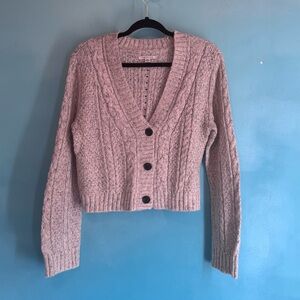 American Eagle Outfitters Grey Cable Knit Cardigan